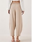 economico Pantaloni in lino e cotone semplici-Pantaloni chinos a gamba larga da donna in tinta unita moda streetwear a lunghezza intera vita alta semplici con tasche vita elasticizzata comodi morbidi confortevoli micro-elastici all&#039;aperto casual