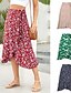 cheap Graphic Skirts-Women&#039;s Skirt Casual Maxi Mid Rise Skirts Floral Print Micro-elastic Street Casual Daily Navy Red Beige Summer Polyester