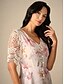 abordables Vestidos de vacaciones-Mujer Vestido maxi Vestido de una línea Elegante Vacaciones Diario Ajuste regular Floral Manga Corta Escote en Pico Rosa Verano