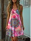 ieftine Rochii florale-Pentru femei Rochie Mini Rochie A line Rochie de vară Vacanță Casual Zilnic Potrivire Largă Grafic Tribal Fără manșon În U Galben Roz Îmbujorat Albastru piscină Vară