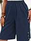 baratos Shorts de linho de algodão-Mulheres Shorts de algodão e linho Calção Colheita Roupa de rua Casual Comprimento do joelho Natural Tecido Bolsos Cintura elástica Exterior Confortável Ao ar livre Para Noite Azul de céu claro Preto
