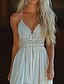 baratos Vestidos Estilo Boho-Mulheres Minivestido Vestido de decote Vestido Boho Vestido ocidental Moda Clássico Moderno Ao ar livre Férias Feriado Normal Tecido Sem Manga Com Alças Finas Branco Verão
