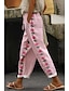 voordelige Grafische katoenen linnen broek-Dames Katoenen linnen broek broek Casual Volledige lengte Natuurlijk Bloemig Zak Opdrukken Elastisch ontwerp met trekkoord Comfortabel Straat Uitgaan Zwart Grijs Magenta Donker rood Pauw Blauw Zomer