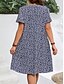 billige Boho-kjoler-Dame Mini kjole Uformell kjole Floral kjole Sommerkjole Boho-kjole Mote Moderne Daglig Strand Helg Normal Blomstret Kortermet V-hals Svart Hvit Marineblå Blå Sommer