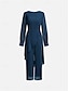 preiswerte Unter 129,99 $-Hosenanzug Brautmutterkleid Elegant Rundhalsausschnitt Asymmetrisch Chiffon Langarm mit Einfarbig 2025