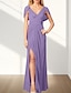 economico Abiti da sposa-Abiti da invitata di matrimonio in A-Line abito elegante invitata di matrimonio lunghezza fino al pavimento senza maniche scollo a V in chiffon retro a cowl con pieghe fessura