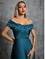 billige Brudepigekjoler-A-Line Brudepigekjole Off Shoulder Ærmeløs Elegant Gulvlængde Taffeta med Ensfarvet