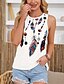 billiga Konst &amp; Design t-shirt-Dam T-shirt Linne Mönster Mode Modern Ärmlös Rund hals Vanliga toppar Dagligen Utekväll Vit Grön Kaki Sommar
