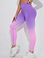 preiswerte Yoga Leggings &amp; Strumpfhosen-Damen Yogahose Yoga-Leggings Elastischer Bund Bauchkontrolle Po-Lifting Yoga Fitnesstraining Pilates Hosen Farbverläufe Rosa Purpur Grün Herbst Sport Sportkleidung Dehnbar Schlank