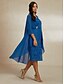 preiswerte Kleidersets-Damen Kleid-Set Spitzenkleid Casual kleid Chiffon-Kleid Elegant Brautkleider schlicht Glatt Spitze Midikleid Langarm V Ausschnitt Ausgehen Wein Blau Herbst Winter Regular Fit