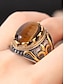 billiga Herrsmycken-vintage tigeröga stenring för män i rostfritt stål, antik silver tribal design, djärv statement ring, lämplig för vardagliga och formella tillfällen