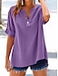 preiswerte Hemden-Damen Bluse Einfach Basic Lässig Kurzarm Einkerbiger Ausschnitt Normale Oberteile Täglich Knöpfe Tasche Rote Blau Purpur Beige Sommer Frühling