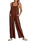 billige formelle jumpsuits-dame normal dungarees jumpsuit streetwear ensfarvet ærmeløs u-hals lomme gade daglig normal pasform sort gul lysegrøn sommer