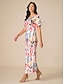 abordables Vestido Floral-Mujer Vestido maxi Vestido tubo Elegante Fiesta Boda Ajuste regular Graphic Manga Corta Escote en Pico Rosa