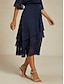 tanie Formalne spódnice-Damskie Spódnica Elegancja Midi Średni Talia Spódnice Kwiatowy Wielowarstwowy Nieelastyczny Impreza Casual Granatowy Lato Szyfon