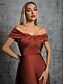 billige Brudepigekjoler-A-Line Brudepigekjole Off Shoulder Ærmeløs Elegant Gulvlængde Taffeta med Ensfarvet