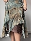 abordables Jupes graphiques-Femmes Jupe Bohème Occasionnel Boho Maxi Taille Basse Jupes Fleuri Imprimé Ourlet asymétrique Micro-Élastique Vacances Rue Vert Été Polyester