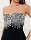 voordelige Schoolfeestjurken-Zeemeermin  trompet quinceañera jurken elegante jurk bruiloft gasten vloer lengte mouwloos strapless spandex rugloos met kwastjes