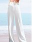 preiswerte Schlichte Hose aus Baumwollleinen-Damen Weit geschnittene Baggy-Hosen Einfarbig Mode Basic Voll Länge Hohe Taille Schlicht Tasche Komfort Outdoor Mikrofaser Urlaub Street Alltag Dunkelgrün Schwarz Weiß Sommer Frühling Normale Passform
