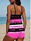 זול טנקיני-בגד ים לנשים 2 חלקים Tankini עם מכנסיים קצרים לאחור לחופשת חוף בעיצוב גיאומטרי ויוני ללא שרוולים