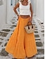 ieftine Fuste simple-Fustă Maxi pentru femei Fustă A Line Culoare solidă Fashion Casual Maxi Fuste Talie înaltă Simplă Pachet Print Micro-elastic Stradal Zilnic Negru Alb Portocaliu Verde Vară Poliester Bumbac Mix
