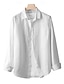 abordables Chemises élite-Homme Chemise en lin Chemise boutonnée Chemise Décontractée Couleur Unie Formel Occasionnel Blanche Vert Claire Rouge Marine foncé manche longue Col Rabattu Été Hiver Vêtement Tenue Pur