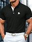 preiswerte Klassisches Poloshirt für Herren-Herren Baumwoll-Poloshirt Golfshirt Lässig Gerippter Polokragen Kurzarm Mode Basic Einfarbig Sportlich Logo Sommer Ganzjahres Schmale Passform Dunkelrot Schwarz Weiß Blau Leicht Grün