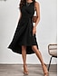 cheap Plain Dress-Women's Midi Dress A Line Dress Solid Color Bodycon Dress Work Dresses Semi Formal Office Slim Graphic Sleeveless Crew Neck Black Pink Red Blue Summer
