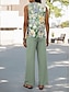 abordables Ensembles deux pièces-Ensembles de pantalons pour femmes Vacances Mode Quotidien Sans manches Col U Floral Graphique Décontracté Quotidien Week-end Noir Jaune Bleu Été Ajustement régulier