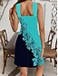 ieftine Rochii florale-Pentru femei Rochie Mini Rochie de Vară Rochie A line Rochie halter Vacanță Casual Ieșire Fit regulat Floral Grafic Fără manșon În V Negru Alb Albastru piscină Trifoi Vară