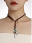 billiga Kvinnors halsband-silverbohemiskt lagerhalsband med svarta och silverkedjor, cirkulära och geometriska hängen, perfekt för vardags- och kvällskläder, perfekt för sommar- och festivaltillbehör