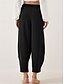 economico Pantaloni in lino e cotone semplici-Pantaloni chinos a gamba larga da donna in tinta unita moda streetwear a lunghezza intera vita alta semplici con tasche vita elasticizzata comodi morbidi confortevoli micro-elastici all&#039;aperto casual