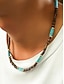 abordables Joyas para hombres-Collar de cuentas de madera natural para hombre con detalles en turquesa, estilo bohemio surfista, joyería ajustable para playa, festivales y atuendos casuales.