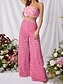 baratos calças femininas de festa-Womens Calças Baggy Chinos de Perna Larga Moda Streetwear Comprimento Total Cintura Alta Lisa Lantejoulas Confortáveis Macias Microelásticas Ao Ar Livre Festa Rua Preto Rosa Vermelho Verão Primavera