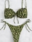 abordables Ensemble de bikinis-Femmes Maillots de Bain Bikini 2 pièces Maillot de bain Dos nu Tropical Tenues de plage Léopard Col en U Sans manches Maillots de bain