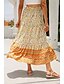 baratos Saias gráficas-Mulheres Saia Bohemia Casual Boho Longo Cintura Média Saias Floral Imprimir Micro-Elástica Férias Rua Amêndoa Vermelho Azul Laranja Verão Raiom