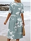 ieftine rochie florală-Pentru femei Rochii Midi Rochie de vară Rochie plisata Vacanță Casual Stiluri de Plajă Zilnic Concediu Fit regulat Floral Grafic Manșon scurt Stil Nautic Albastru piscină Mov Trifoi Vară