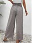 abordables jambe large et taille haute-Pantalons Baggy en Coton Lin Femme Chino à Jambes Larges Vacances Mode Streetwear Longueur Complète Taille Haute Géométrique Poche Ceinture Élastique Confort Doux Agréable Micro-élastique Extérieur