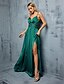 billige Ballkjoler-A-linje Quinceanera Kjoler Elegant Kjole Bryllup Bryllupsgjester Gulvlengde Ermeløs Spaghetti Stropper Polyester Uten Rygg med Paljetter