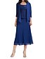 preiswerte Bodenlänge-Kleid-Sets Brautmutterkleid Elegant Einfach Quadrathals Tee-Länge Polyester Dreiviertelarm mit Einfarbig 2025