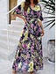abordables Vestidos florales-Mujer Vestido maxi Vestido de una línea Vestido lencero Casual Exterior Noche Playa Ajuste regular Floral Manga 3/4 Escote en Pico Blanco Rosa Azul Real Azul Piscina Verano