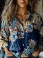 preiswerte Boho Tops-Damen Hemd Blumen Paisley-Muster Stilvoll Modern Langarm Hemdkragen Normale Oberteile Täglich Ferien Knöpfe Tasche Druck Kastanienbraun Schwarz Gelb Wein Rote Sommer