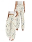 preiswerte Hose aus Baumwollleinen mit Grafik-Damen Leinen-inspirierte Hosen Weites Bein Hosen Hose Ethno-Stil Lässig Boho Volle Länge Hohe Taille Blumen Tasche Elastischer Bund Drucken Atmungsaktivität Weich Mikroelastisch Outdoor Yoga Wei