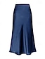 billige Ensfarvede nederdele-Dame Skjørte Mode Maxi Alm. taljede Nederdele Vanlig Spaltede spidser Mikroelastisk Ferierejse Afslappet / Hverdag Vin Flåde Sort Champagne Sommer Polyester