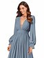 economico Abiti da sposa-Abiti da sposa A-Line V Neck Maniche lunghe Lunghezza pavimento Chiffon Abiti da sposa con colore solido