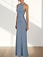 cheap Bridesmaid Dresses-Mermaid / Trumpet Bridesmaid Dress Crew Neck / Halter Neck Sleeveless Elegant Sweep / Brush Train Chiffon with Appliques