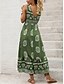 abordables Robes Boho-Femmes Robe maxi Robe trapèze Vacances Occasionnel Extérieur Sortir Coupe régulière Fleuri Graphique Sans manches Col en V Vert Été