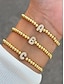 abordables Pulsera de mujer-Pulsera inicial con cuentas doradas para mujer: joyería con dijes del alfabeto personalizados, diseño elástico ajustable, estilo elegante, adecuada para regalos de graduación, cumpleaños y uso diario.