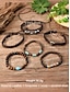 preiswerte Herrenschmuck-Herren-Westernarmband aus Leder mit türkisfarbenen Steinen, Kuhschädel-Design, Boho-Stil für Freizeit und Outdoor