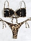 abordables Ensemble de bikinis-Femmes Maillots de Bain Bikini 2 pièces Maillot de bain Dos nu Tropical Tenues de plage Léopard Col en U Sans manches Maillots de bain